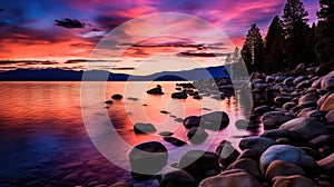 reflection lake tahoe sunset