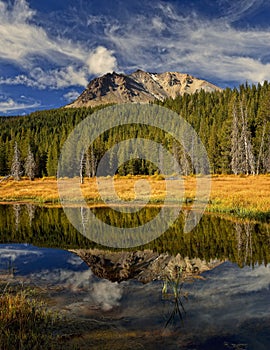 Reflection of Lassen Peak in Hat Lake, Lassen Volcanic National Park