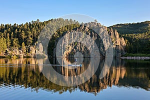 Reflection of Lenker Rock at Legion Lake in Custer State Park, Custer, South Dakota