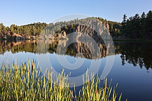 Reflection of Lenker Rock at Legion Lake in Custer State Park, Custer, South Dakota