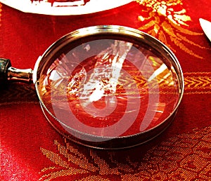 Reflection in a magnifying glass