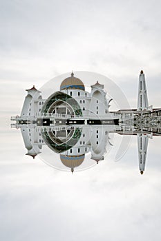 Reflection of Malacca Straits Mosque / Masjid Selat Melaka