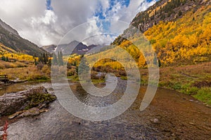 Reflection at Maroon Bells in Fall