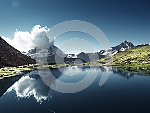 Reflection of Matterhorn in lake Riffelsee