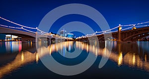 Tempe Town Lake bridge at night. photo