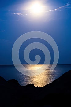 reflection of moonlight on the sea surface