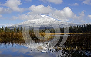Reflection of Mount Bachelor In Hosmer Lake Autumn