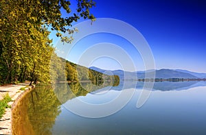 Reflection mountain into the lake (Makedonia,Greec