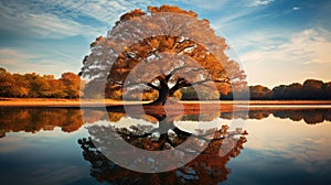 reflection oak tree fall