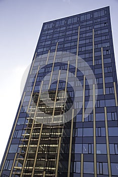 Old building reflection in new one