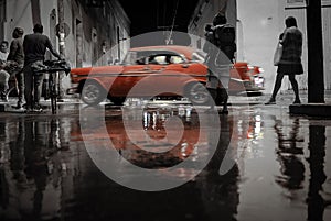 Reflection of an old car