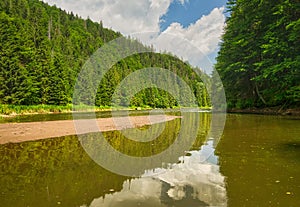 Reflection in Palcmanska Masa water dam in Slovak Paradise national park