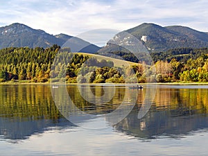 Reflection of Pravnac and Lomy hills, Slovakia