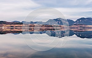 Reflection on reservoir Liptovska Mara, Slovakia