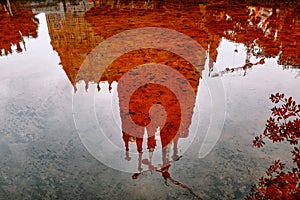 Reflection of Sagrada Familia in water