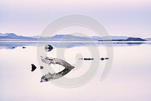 Reflection on the Salty Mono Lake, California