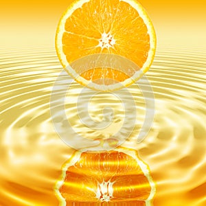 Reflection a single cross section of orange