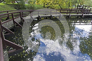 Reflection of the sky with clouds in the water surface of the po