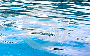 Reflection of sky on the moving water surface