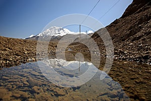 Reflection of snowcapped mountain