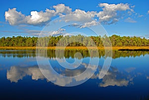 Reflection on still lake