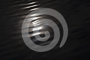 light reflection on dark rippling water surface background