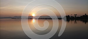 Reflection sun morning in banyubiru indonesia