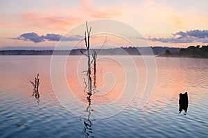 Reflection of sunrise at Lake Samsonvale