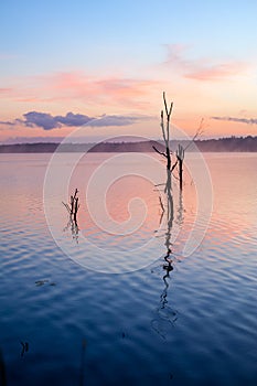 Reflection of sunrise at Lake Samsonvale