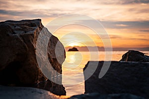 Sunrise reflection on water