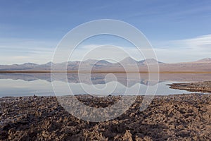 Reflection at sunset in laguna Chaxa