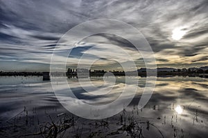 Reflection the sunset on the water