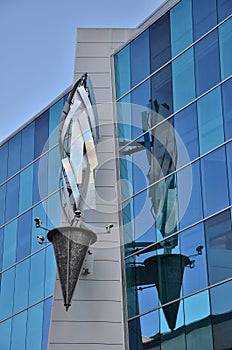 Reflection of Symbolic Torch in Detroit