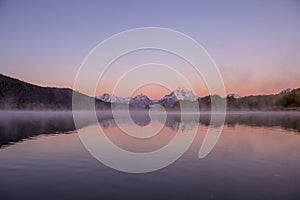 Reflection of the Tetons in Autumn at Sunrise