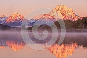 Reflection of the Tetons in Autumn at Sunrise