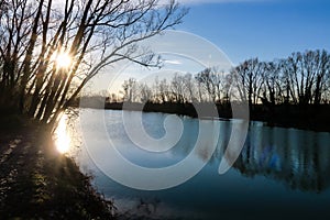 reflection of trees in water, photo as a background