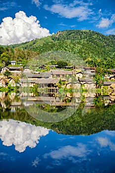 Reflection of tribute village in Ban rak thai