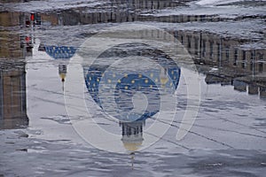 Reflection of the Trinity cathedral in the river
