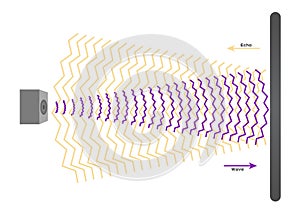 Reflection wave sound vector / echo and sonar concept