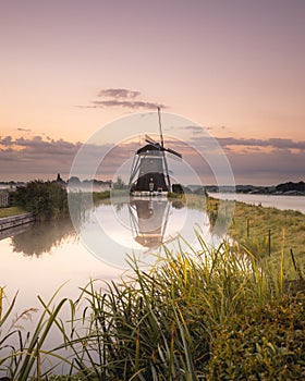 Reflection of the windmill in Stompwijk, The Netherlands