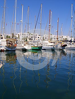 Reflection of Yachts Port El Kantaoui Marina Tunisia
