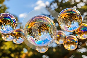 Reflections in Bubbles: A Playful Nature Scene