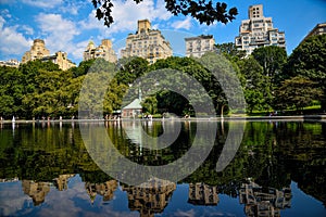 Reflections at Conservatory Water in Central Park - Manhattan, New York City