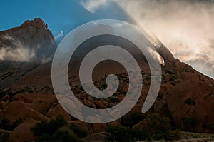 Reflections and diffraction visible in clouds at the Greater Spitzkoppe