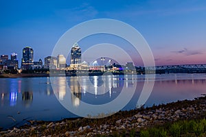 Reflections of Downtown Cincinnati in the Ohio River