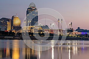Reflections of Downtown Cincinnati in the Ohio River