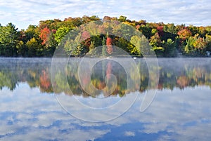 Reflections of Fall Colors on a Tranquil Lake