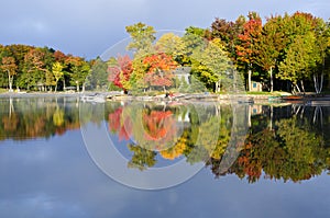 Reflections of Fall Colors on a Tranquil Lake