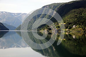 Reflections in Hardangerfjord, Norway