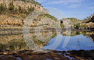 Reflections of the Katherine Gorge river in NT photo